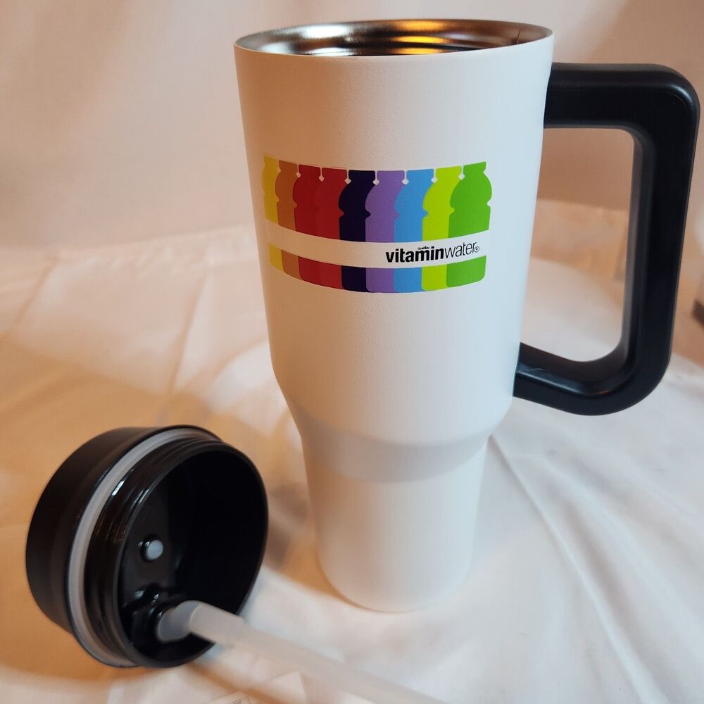 Vitaminwater Promo Terrain 32 oz Stainless Steel Tumbler Straw Handle New